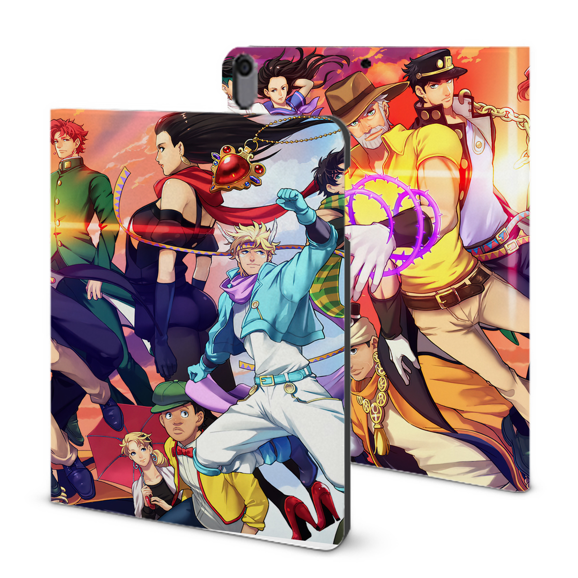 （画像用） ジョジョの奇妙な冒険 JoJo's Bizarre Adventure IPad ケース ブック型 PUレザー TPU 耐衝撃 軽量 薄型 ペン収納なし 全面保護 IPad 各モデル対応